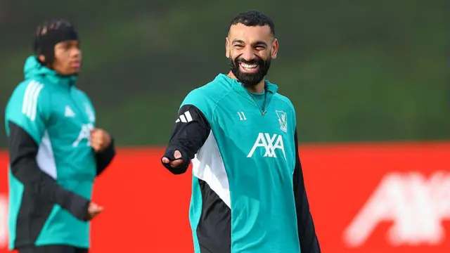 Mohamed Salah of Liverpool during a training session