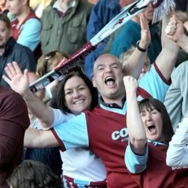 A picture of Maria, Jane and a fellow Burnley fan