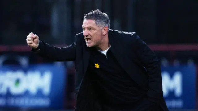 Dundee Manager Tony Docherty  during a cinch Premiership match between Dundee and Rangers at the Scot Foam Stadium at Dens Park, on April 17, 2024, in Dundee, Scotland.