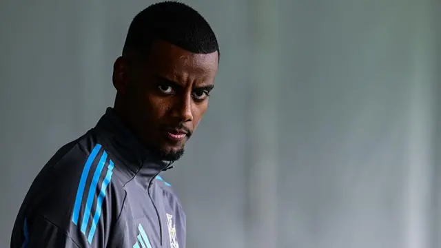 Alexander Isak looks on during pre-season training