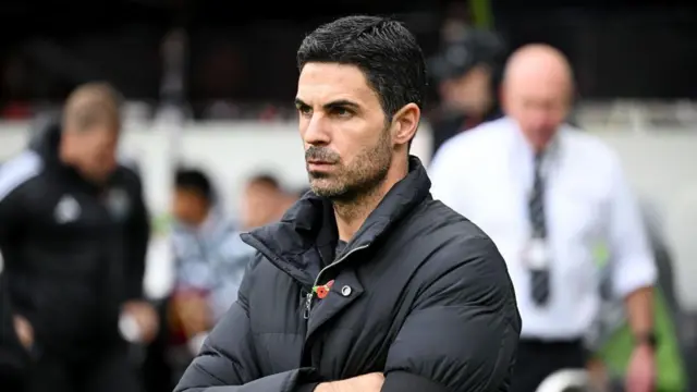 Mikel Arteta, Manager of Arsenal, looks on prior to the Premier League match between Newcastle United FC and Arsenal FC at St James' Park