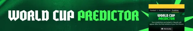 A banner reading "World Cup Predictor" with a picture of the predictor