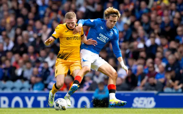 Livingston's Stephen Kelly and Rangers' Todd Cantwell