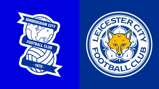 The Birmingham City and Leicester City club badges side by side