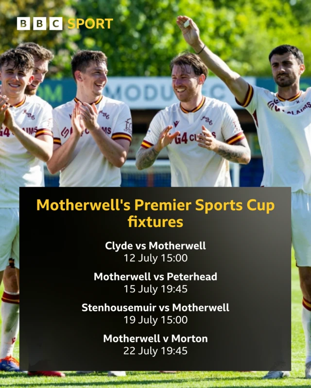 Motherwell's Premier Sports Cup fixtures