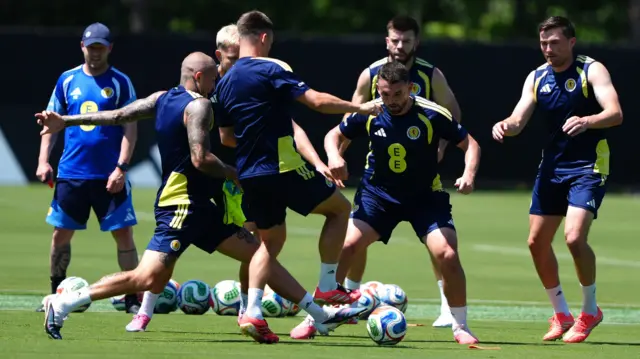Scotland players in training