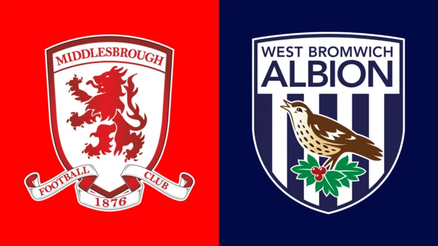 Side-by-side of Middlesbrough and West Bromwich Albion club badges