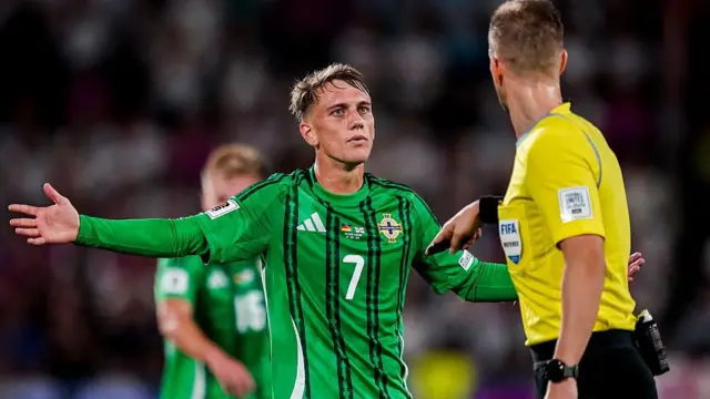 Ethan Galbraith playing for Northern Ireland last month
