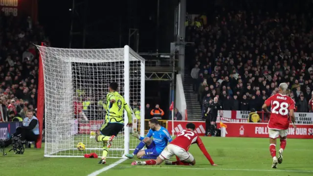 Gabriel Jesus scores for Arsenal against Nottingham Forest last season