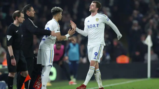 Patrick Bamford of Leeds United is substituted and replaced by Mateo Joseph