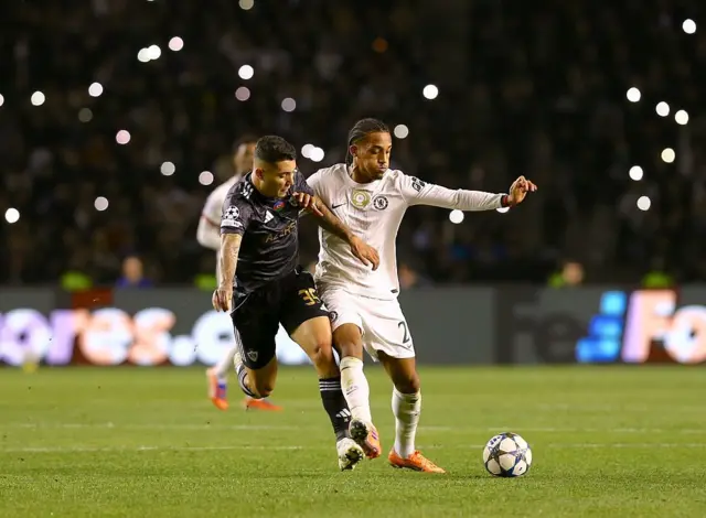 Pedro Bicalho of Qarabag in action against Joao Pedro.