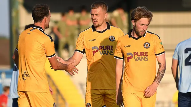 Cole Jarvis celebrates scoring for Newport County against Newport City