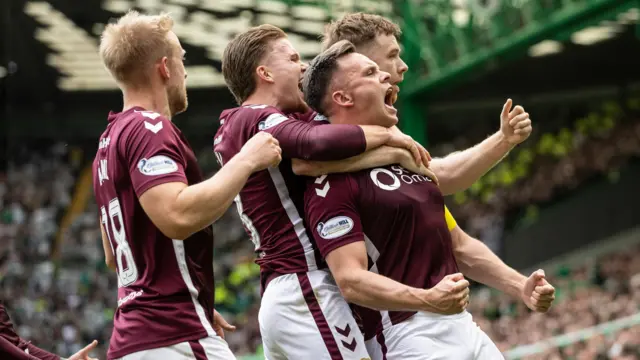 Hearts players celebrate