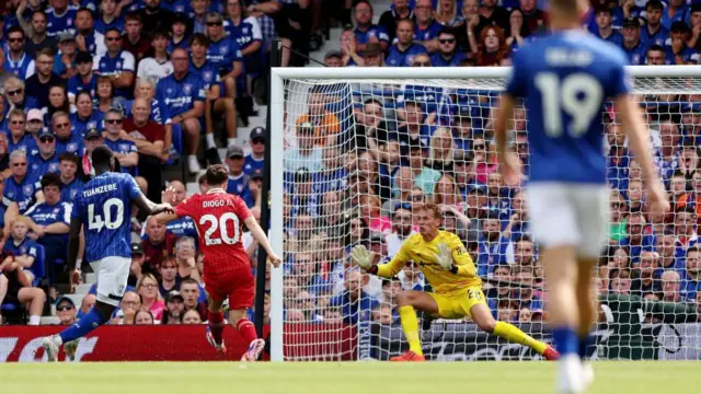 Diogo Jota scores against Ipswich