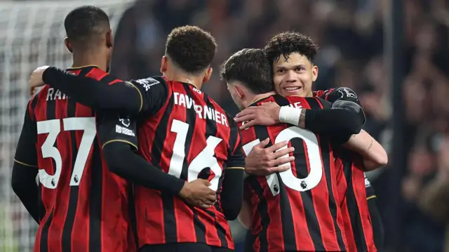 Bournemouth celebrate scoring against Manchester United