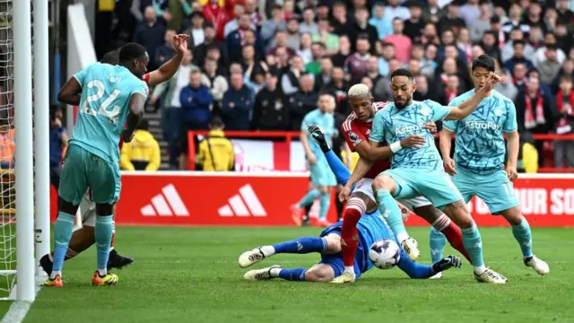 Matheus Cunha scores his second goal in Wolverhampton Wanderers' 2-2 draw at Nottingham Forest