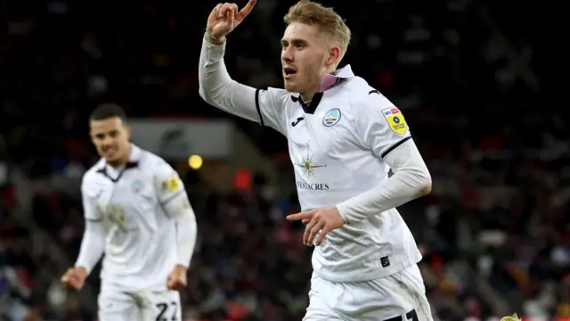 Ollie Cooper celebrates scoring at Sunderland last season