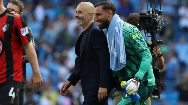 Enzo Maresca and Gianluigi Donnarumma at full-time