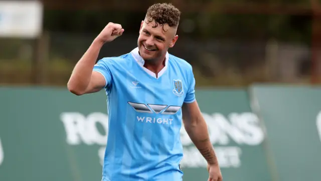 Ben Kennedy celebrates scoring for Ballymena