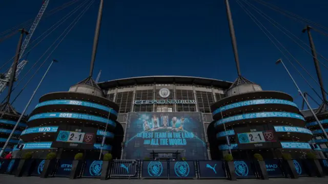 A general view outside Etihad Stadium