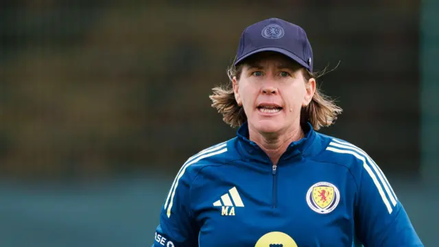 Scotland Head Coach Melissa Andreatta during a Scotland Women's National Team training session at the Oriam