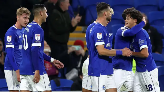 Cardiff players celebrate against Millwall