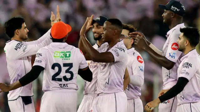 Kagiso Rabada celebrates a wicket