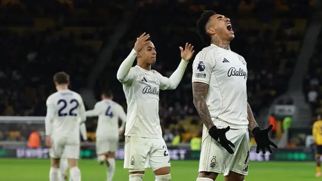 Igor Jesus celebrates scoring 