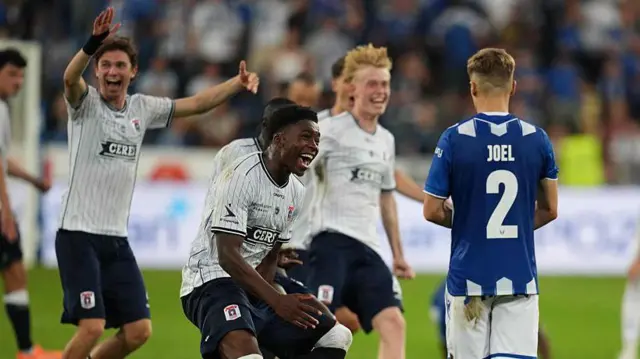 AGF's Stefen Tchamche celebrates