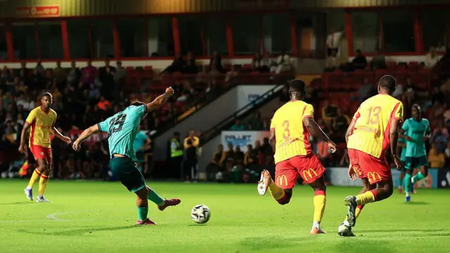 Goncalo Guedes of Wolverhampton Wanderers scores