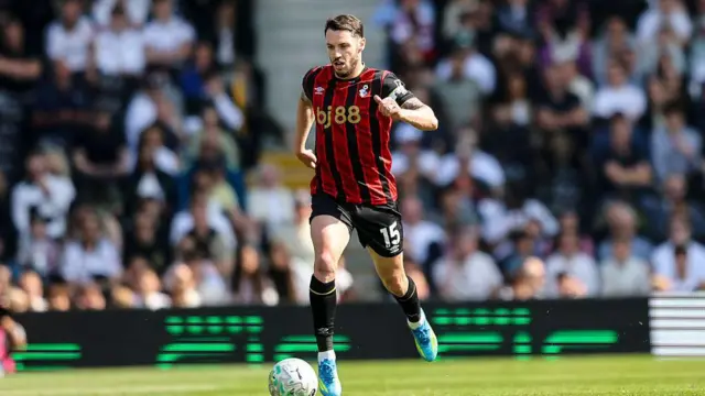 Adam Smith of Bournemouth during the Premier League match between Fulham and Bournemouth at Craven Cottage.