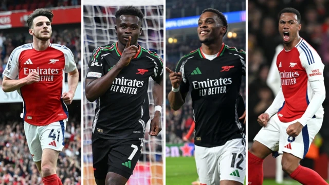 Declan Rice, Bukayo Saka, Jurrien Timber and Gabriel Magalhaes