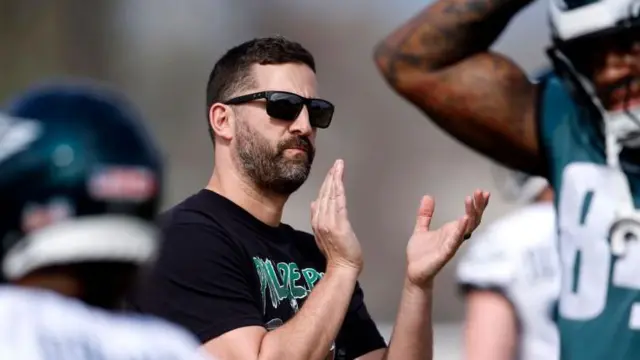 Head coach Nick Sirianni at a Philadelphia Eagles practice session before Super Bowl 59