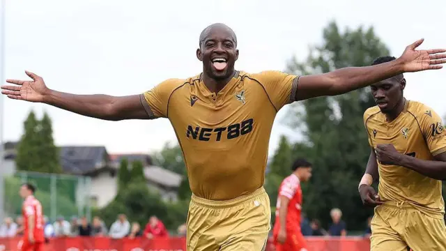Jean-Phillip Mateta celebrates scoring during pre-season friendly