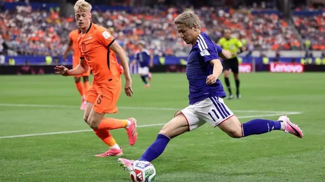 Japan's Daizen Maeda in action against the Netherlands