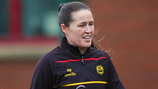 Partick Thistle's Linzi Taylor warms up during a Scottish Power Women's Premier League match between Glasgow City and Partick Thistle