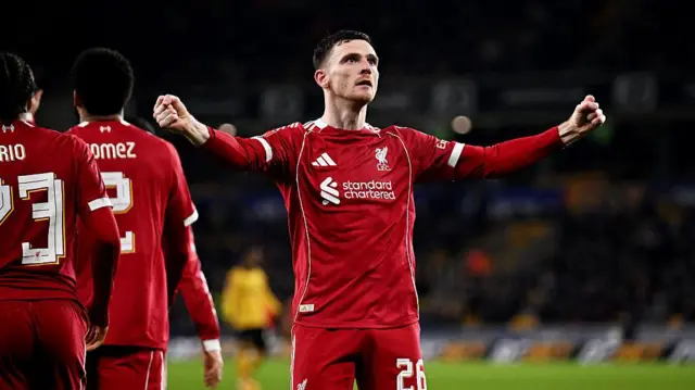 Andy Robertson of Liverpool celebrates.