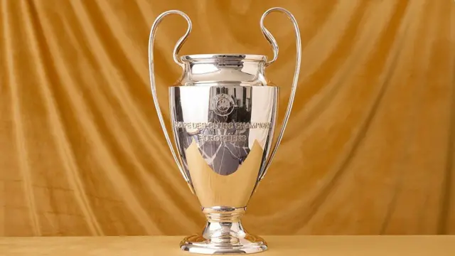 A general view of the Champions League trophy