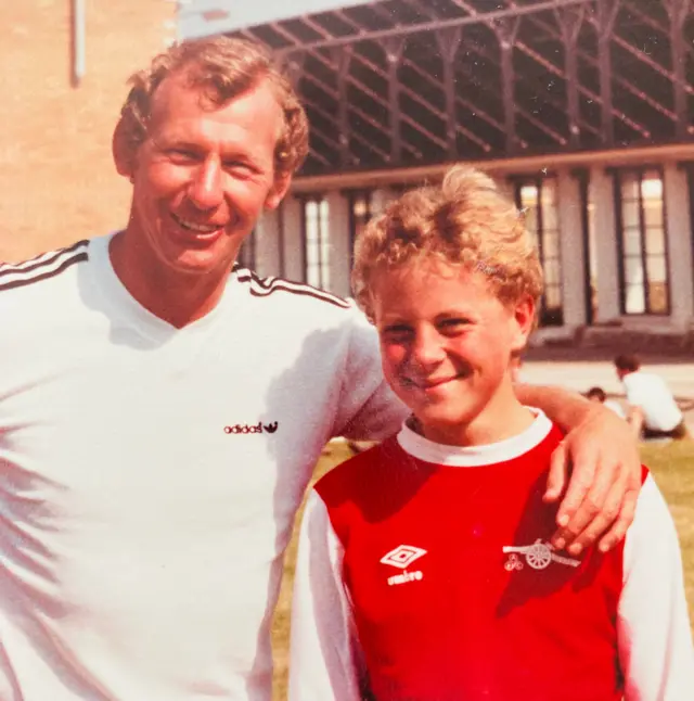 Arsenal fan with Bob Wilson