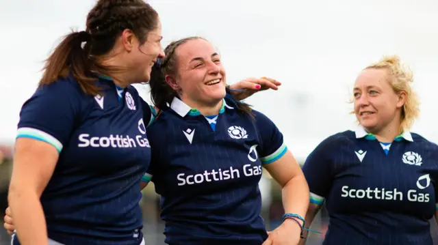 Scotland's Christine Belisle, Evie Gallagher and Lana Skeldon