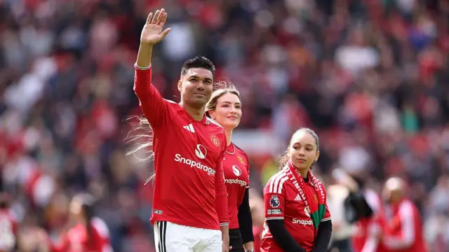 Casemiro of Manchester United acknowledges the fans.