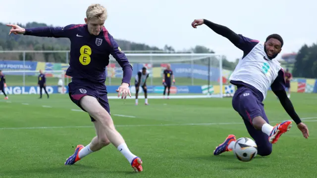 Anthony Gordon and Joe Gomez on England duty