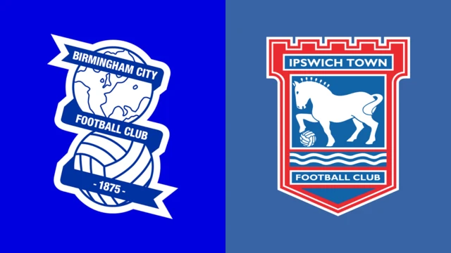 Side-by-side of Birmingham City and Ipswich Town club badges
