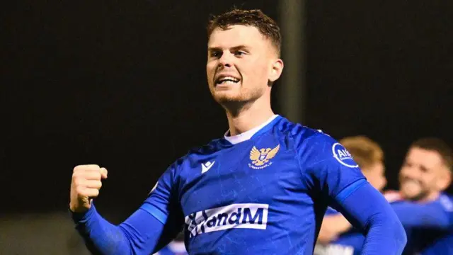 St Johnstone's Josh McPake celebrates his side's 4-2 victory during a William Hill Championship match between Ayr United and St Johnstone at Somerset Park
