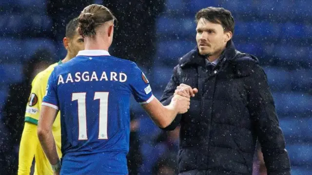 Rangers' Thelo Aasgaard and Danny Rohl
