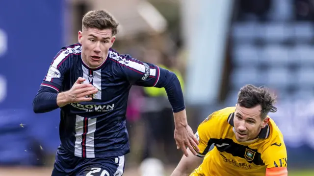 Dundee's Cameron Congreve and Livingston's Ryan McGowan