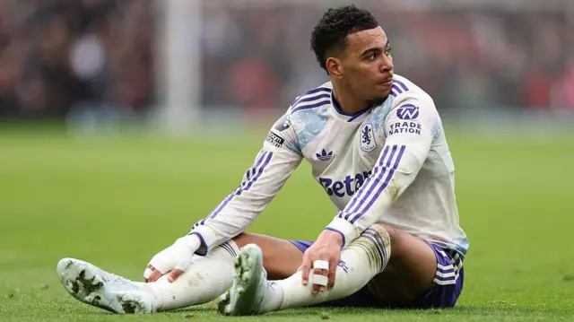 Morgan Rogers of Aston Villa reacts