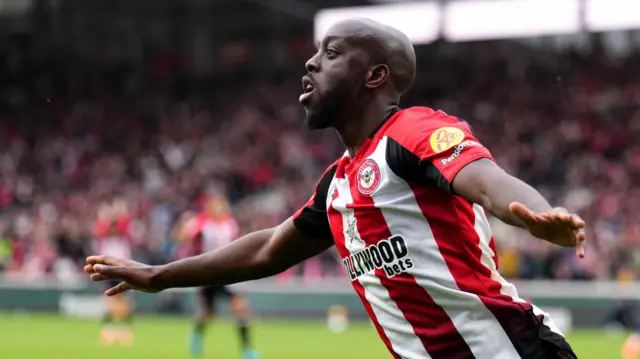 Yoane Wissa celebrates a goal for Brentford