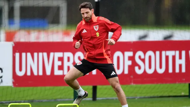 Joe Allen training for Wales