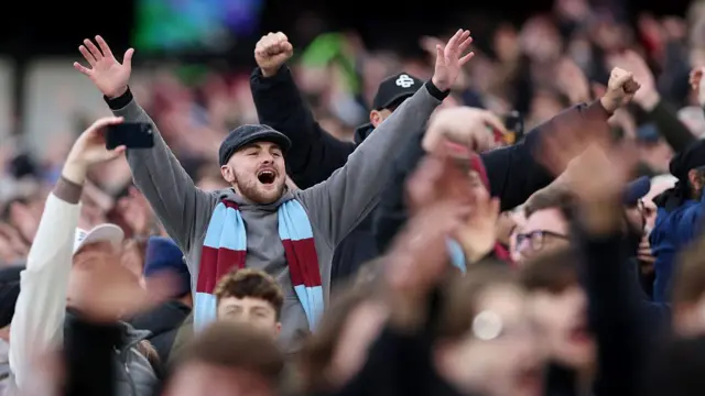 Fans of West Ham United celebrate